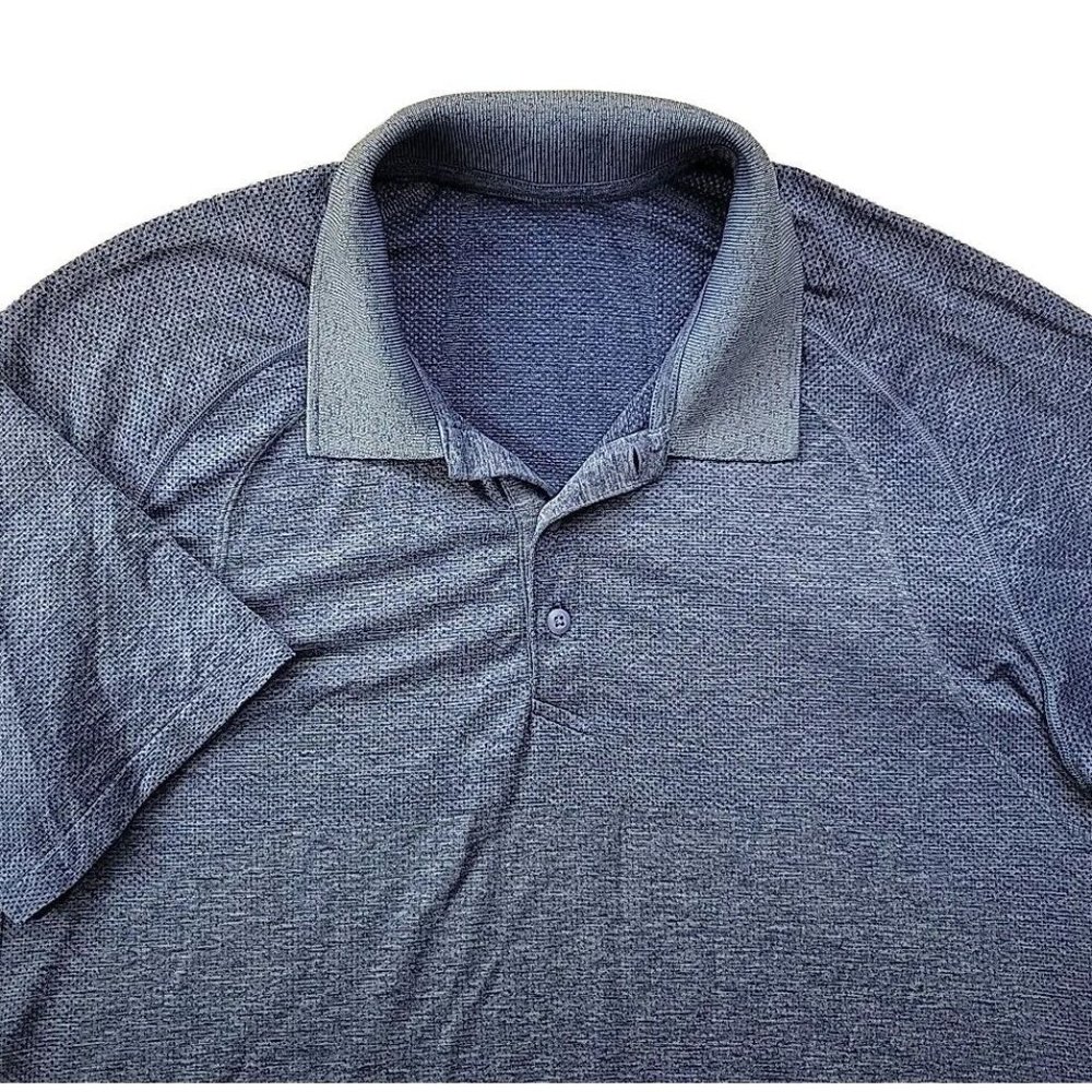 Lululemon Metal Vent Men L Blue Performance Polo Breathable *Sun Faded